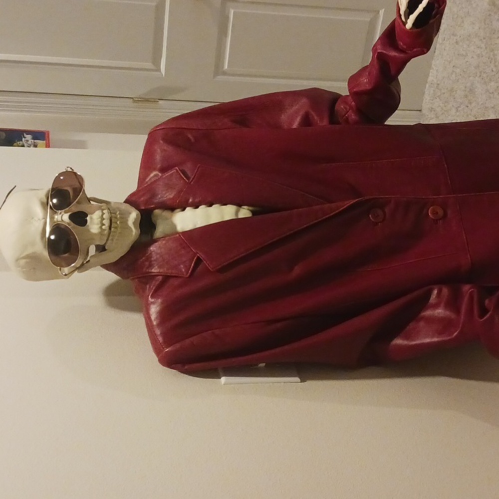 Red leather jacket blazer